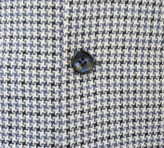 Blue Houndstooth Hybrid Fit Double Breasted Jacket