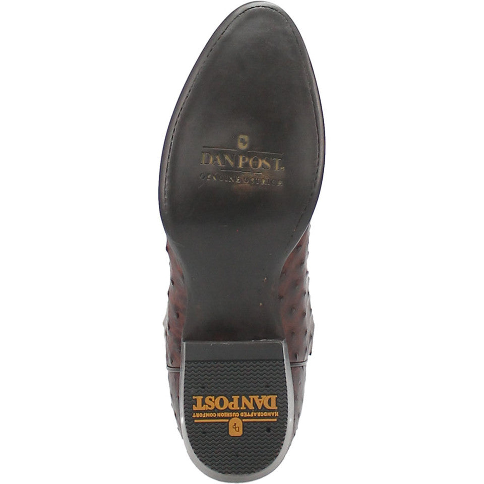 Dan Post Men’s Pershing Brown Full Quill Genuine Ostrich 13” Round Toe Cowboy Boot 6 DP3016_8_D  - from alligatorwarehouse.com