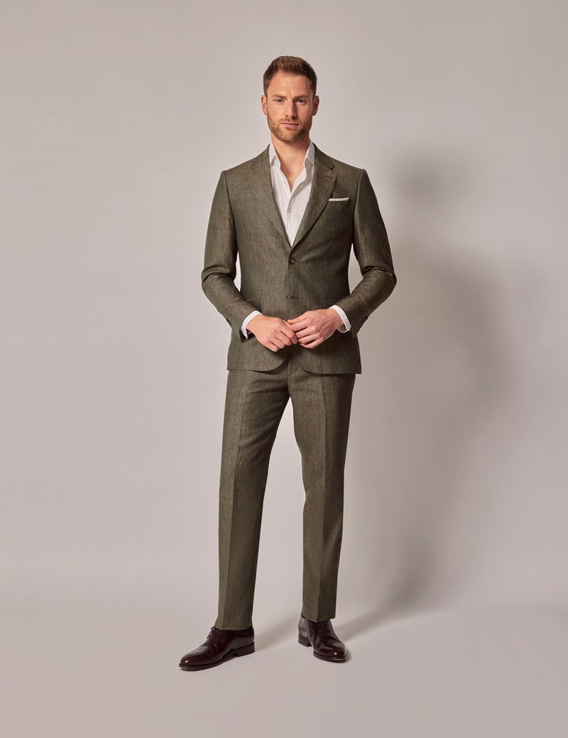 Mens Linen Suit For Beach Wedding - Summer  Suit in Dark Green Mens Linen Suit For Beach Wedding - Summer  Suit in Dark Green