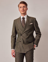 Mens Linen Suit For Beach Wedding - Summer Suit in Dark Green Tailored Fit