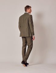 Mens Linen Suit For Beach Wedding - Summer Suit in Dark Green Tailored Fit