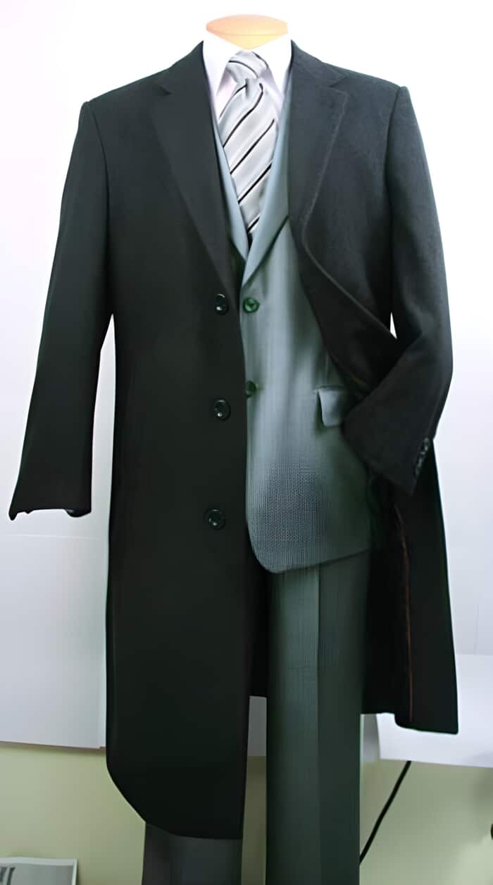 Dark Charcoal Masculine color Fully Lined Wool fabric Blend Top Coat 1   - from alligatorwarehouse.com