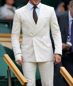 David Beckham Double Breasted Off White Blazer