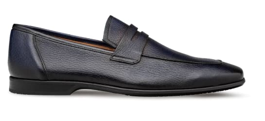 Deerskin Penny Loafer Blue By Mezlan Made In Spain Brand Deerskin Penny Loafer Blue By Mezlan Made In Spain Brand
