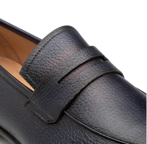 Deerskin Penny Loafer Blue By Mezlan Made In Spain Brand Deerskin Penny Loafer Blue By Mezlan Made In Spain Brand