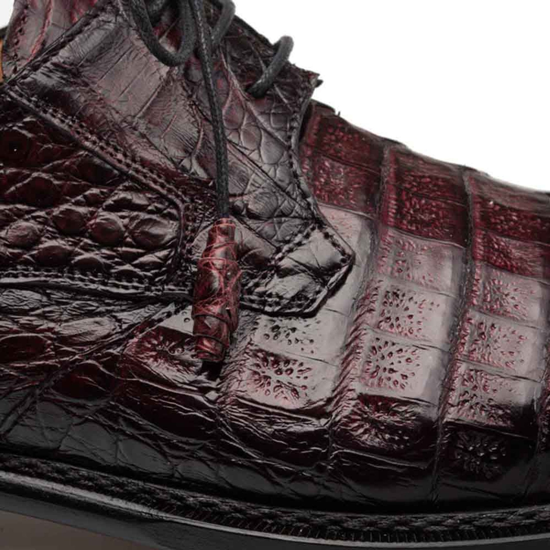 Giovane Fuscus Cap Toe Derby Burgundy Crocodile Shoes By Mezlan Made In Spain Brand 4   - from alligatorwarehouse.com