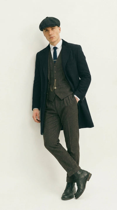 Men’s Grey Peaky Blinders Costume Outfit, Thomas Shelby Inspired 3 Piece Vintage Suit