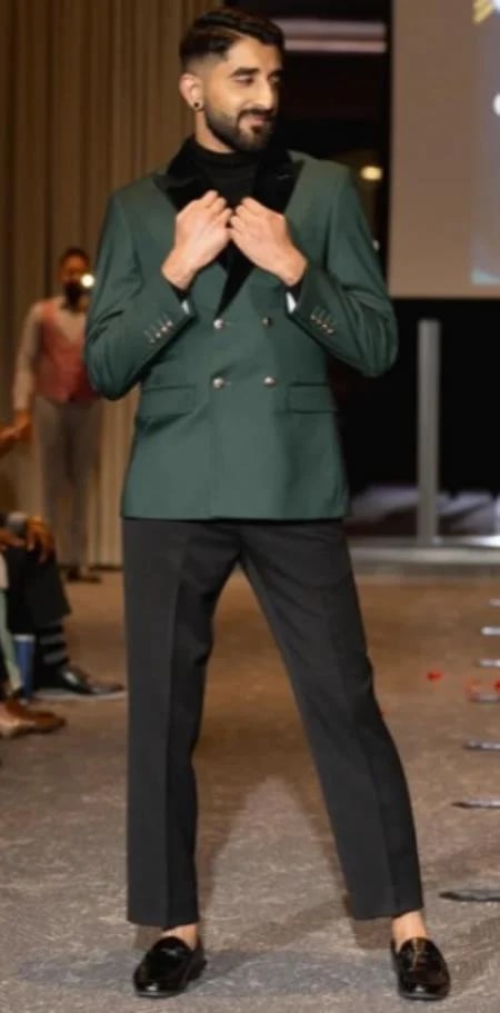 Double Breasted Tuxedo With Gold Buttons Black Lapel perfect for Wedding or Prom 1   - from alligatorwarehouse.com