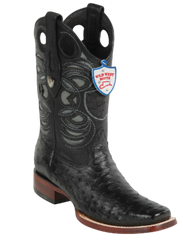 Wild West Botas de Avestruz Horma Rodeo Black
