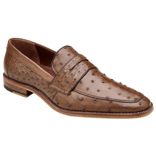 Belvedere Espada Tabac  Genuine Ostrich Quill Penny Loafer 1 MEN 02440 TABAC-M-06  - from alligatorwarehouse.com
