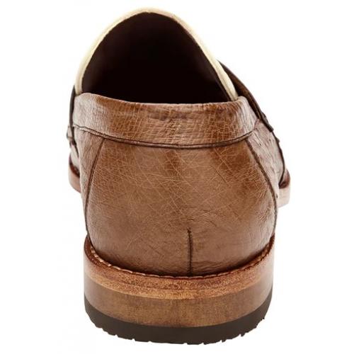 Belvedere Espada Tabac / Bone Genuine Ostrich Quill Penny Loafer 2 MEN 02440 TABAC/BONE-M-06  - from alligatorwarehouse.com