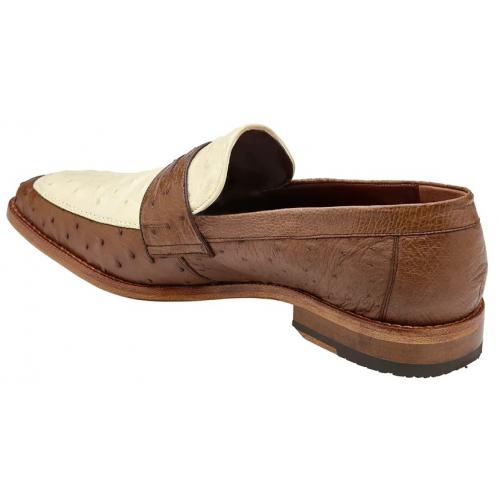 Belvedere Espada Tabac / Bone Genuine Ostrich Quill Penny Loafer 4 MEN 02440 TABAC/BONE-M-06  - from alligatorwarehouse.com