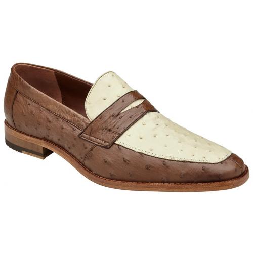 Belvedere Espada Tabac / Bone Genuine Ostrich Quill Penny Loafer 1 MEN 02440 TABAC/BONE-M-06  - from alligatorwarehouse.com