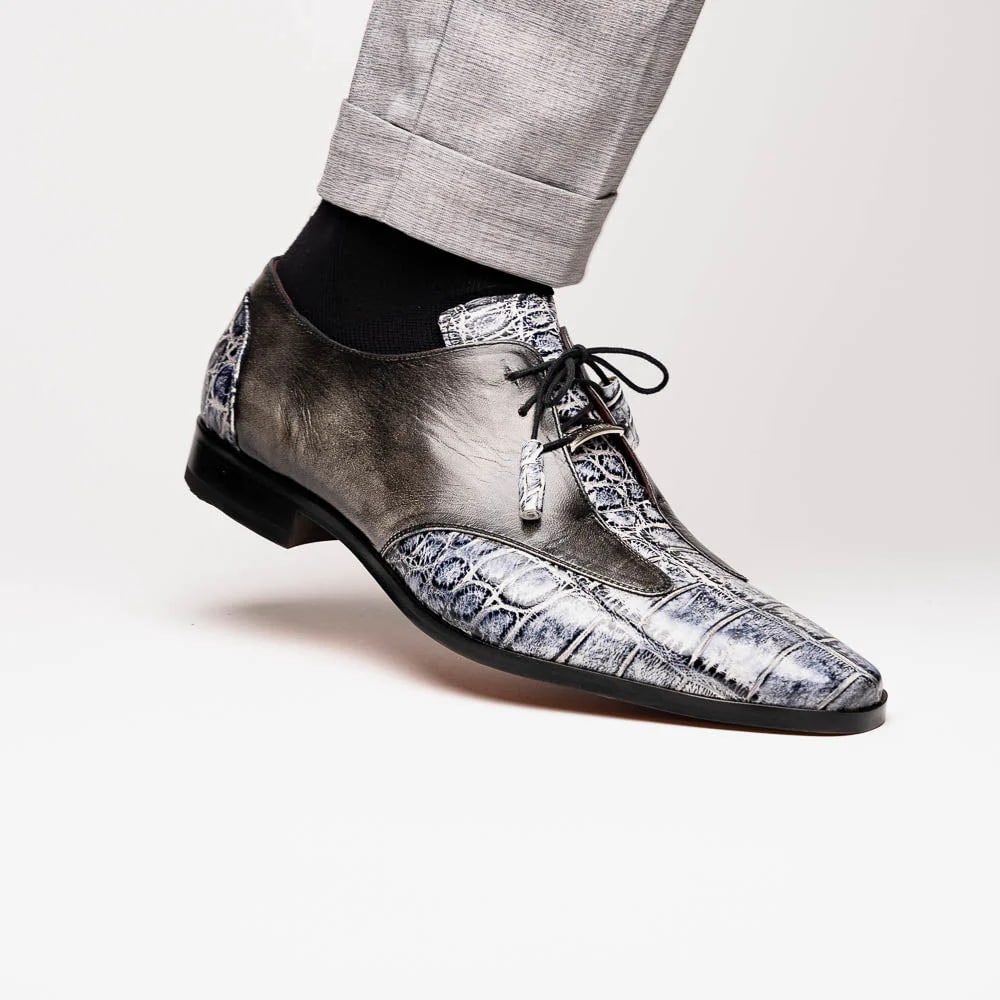 Marco Di Milano Anzio Exotic Alligator & Calfskin Leather Newspaper & Gray Oxfords 6 ANZIO_ALLIGATOR_NEWSPAPER_8  - from alligatorwarehouse.com