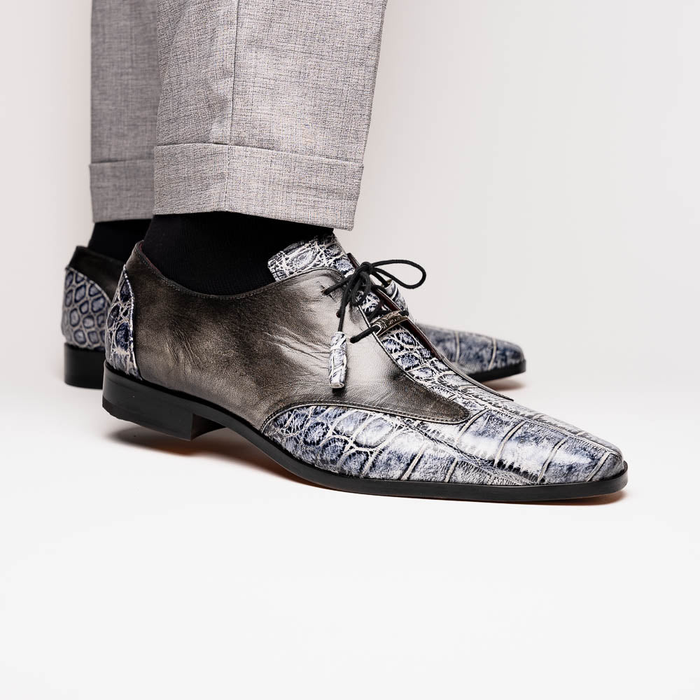 Marco Di Milano Anzio Exotic Alligator & Calfskin Leather Newspaper & Gray Oxfords 7 ANZIO_ALLIGATOR_NEWSPAPER_8  - from alligatorwarehouse.com