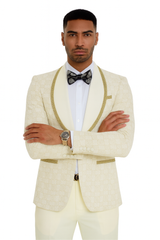 2025 Ivory and Gold 2pc Men's Suit by Tazzio
