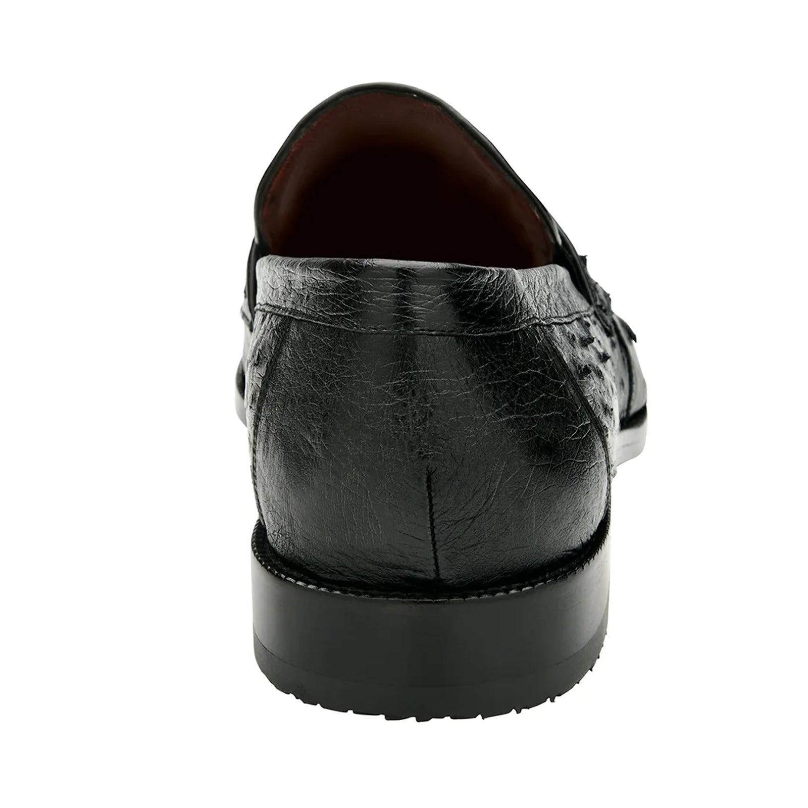 Men's Belvedere Espada Ostrich Quill Penny Loafer Dress Shoe in Black 3 MEN 02440 BLACK-M-09  - from alligatorwarehouse.com