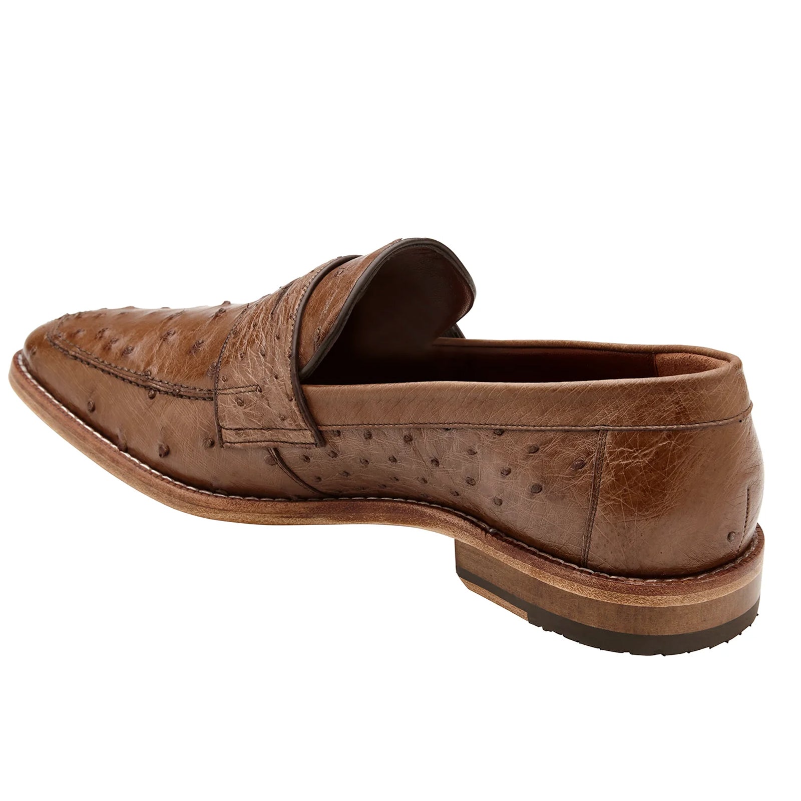 Men's Belvedere Espada Ostrich Quill Penny Loafer Dress Shoe in Brown 1 MEN 02440 TABAC-M-09  - from alligatorwarehouse.com