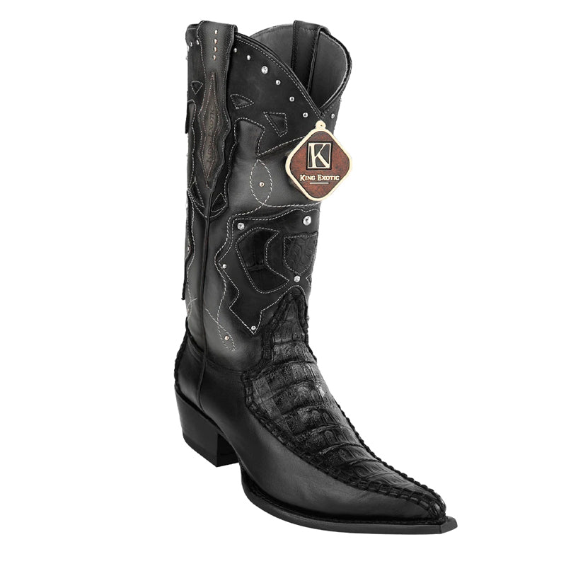 Men's King Exotic Boots Genuine Caiman Belly 3x Toe Black (495v28205)