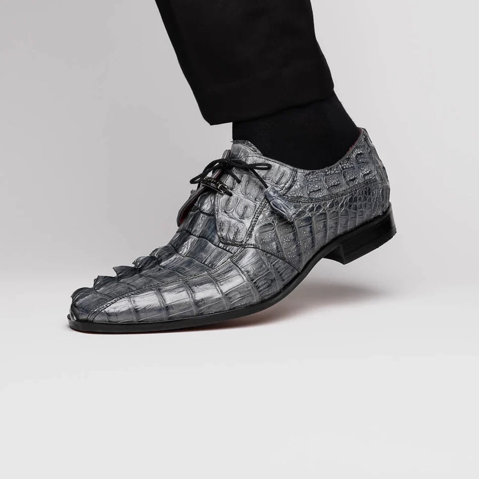 Marco Di Milano Cancun Men's Shoes Gray Exotic Hornback Crocodile Skin Derby Oxfords 5 CANCUN_CAIMAN FUSCUS_GRAY_9.5  - from alligatorwarehouse.com