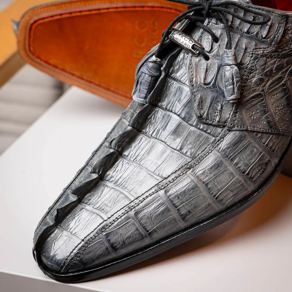 Marco Di Milano Cancun Men's Shoes Gray Exotic Hornback Crocodile Skin Derby Oxfords 10 CANCUN_CAIMAN FUSCUS_GRAY_9.5  - from alligatorwarehouse.com