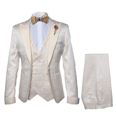 Rossi Man FORD RM1913 – Slim Fit 3-Piece Suit for Men in Off-White | Classic Style for Formal Occasions
