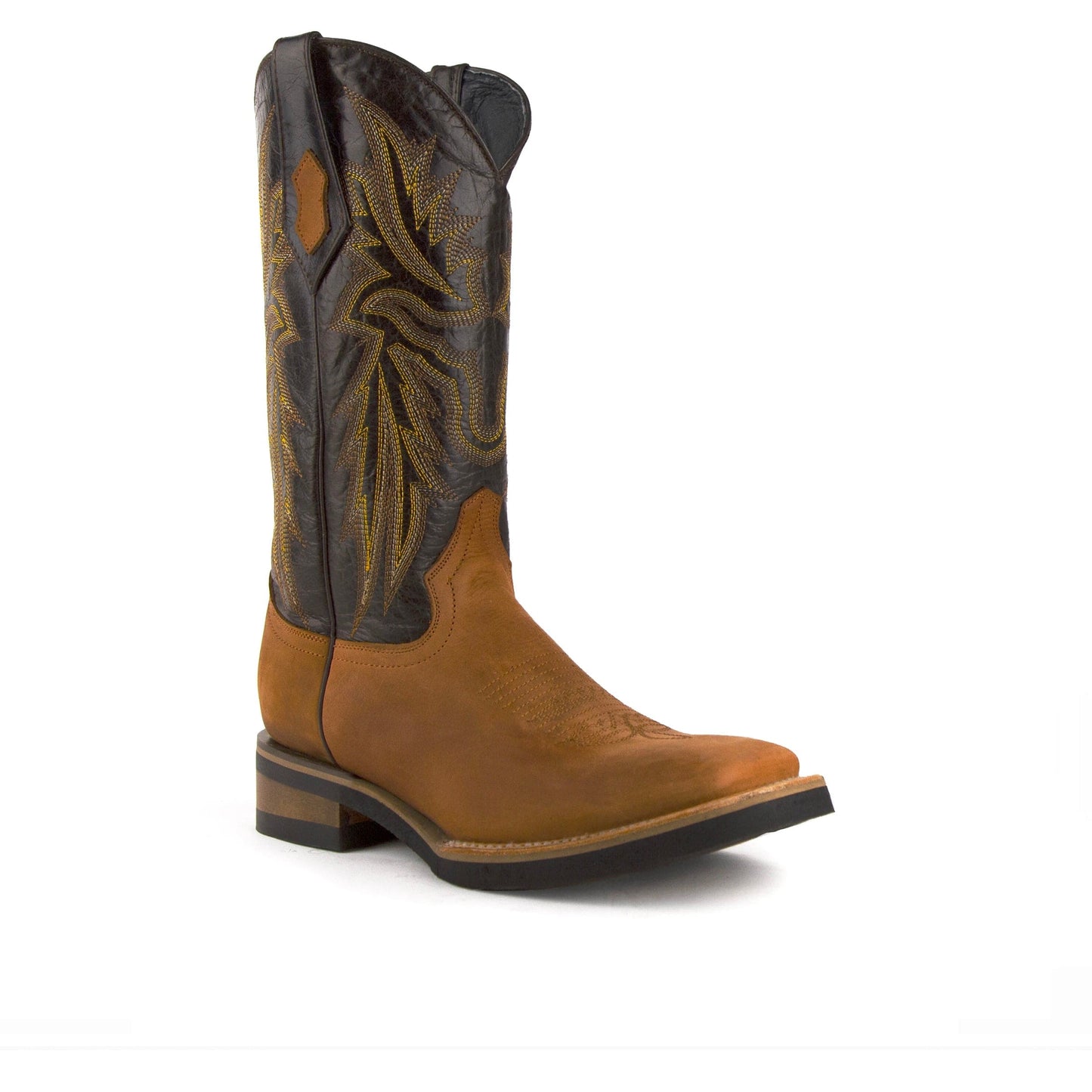 Mens Ferrini Maverick Square Toe Leather Cowboy Boot in Chocolate