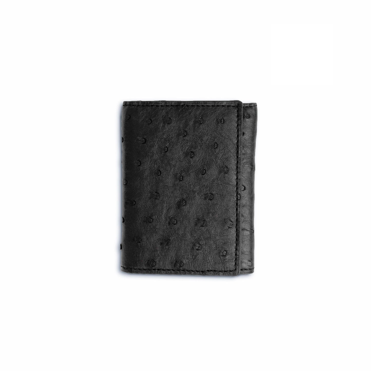 Mens Full Ostrich Quill Trifold Wallet in Black