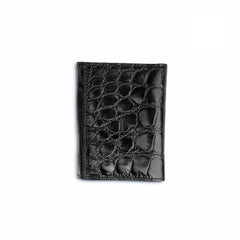 Mens Alligator Trifold Wallet in Black