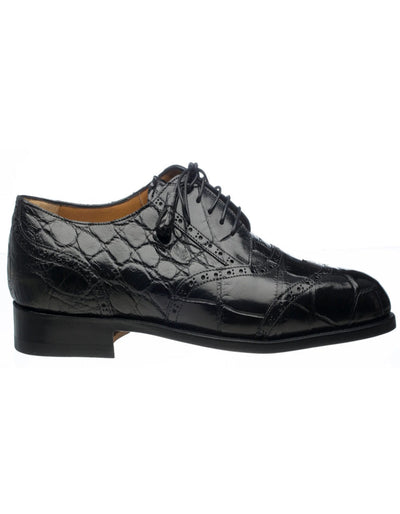 Ferrini Shoes - Mens Alligator Dress Shoe - Ferrini 3673 Belly Alligator Wingtip Shoes Black 2 F3673-BL-105  - from alligatorwarehouse.com