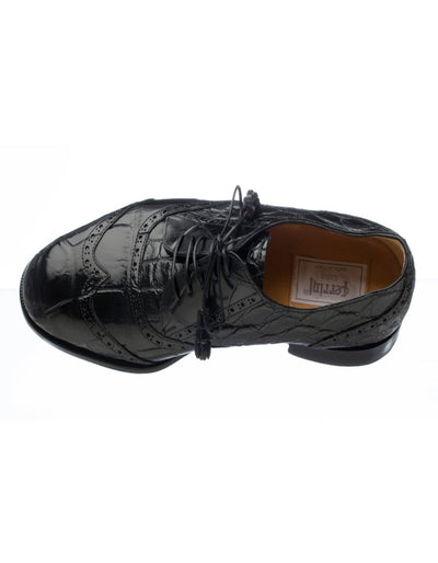 Ferrini Shoes - Mens Alligator Dress Shoe - Ferrini 3673 Belly Alligator Wingtip Shoes Black 1 F3673-BL-105  - from alligatorwarehouse.com