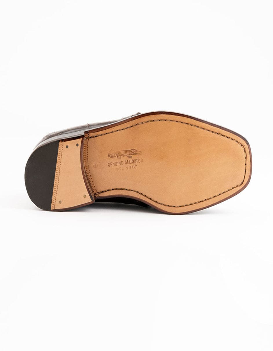 Ferrini Shoes - Mens Alligator Dress Shoe - Ferrini 3798 Alligator Cap Toe Shoes Chocolate 2 F3798-TM-090  - from alligatorwarehouse.com
