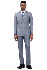 Men's Designer Stacy Adams Classic Double Breasted Suit in Grey