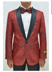 Red and Tuxedo Black Suit – Mens Formal Blazer with Satin Shawl Lapel