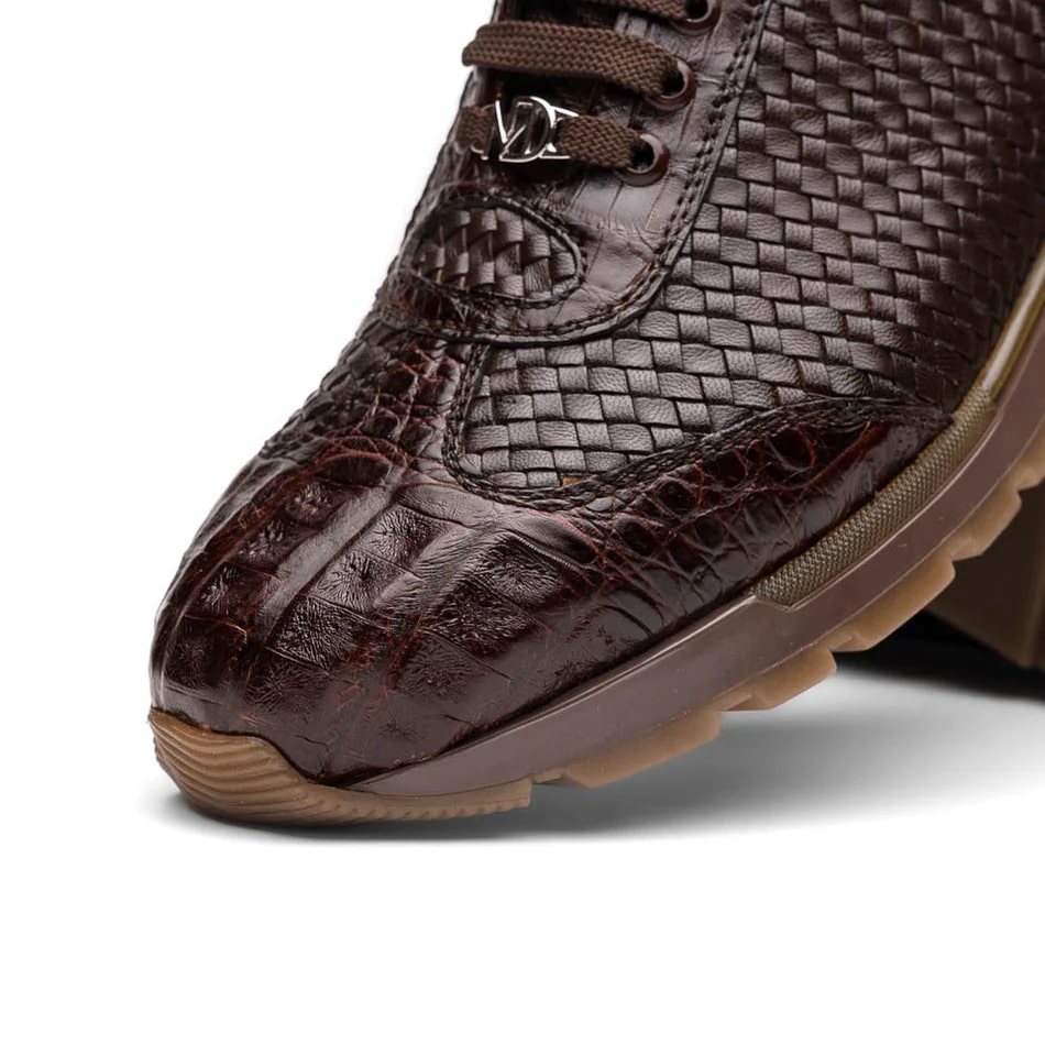 Marco Di Milano Roma Men's Shoes Brown Woven Calfskin / Genuine Caiman Crocodile Fashion Sneaker 5 ROMA_CAIMAN FUSCUS_BROWN_8  - from alligatorwarehouse.com