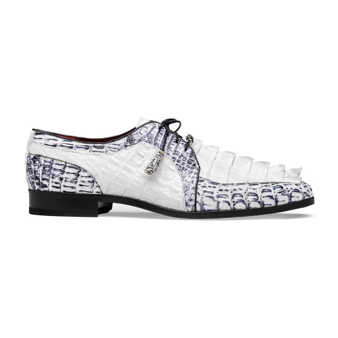 Marco Di Milano Caribe Men's Shoes White & Newspaper Genuine Hornback Caiman Crocodile Dress Derby Oxfords 2 CARIBE_CAIMAN FUSCUS_NEWSPAPER/WHITE_8  - from alligatorwarehouse.com