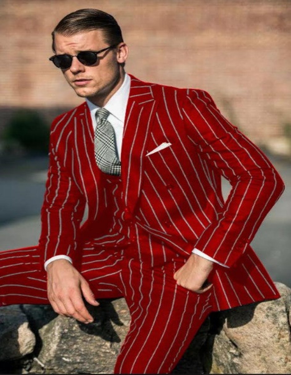 Hot Red Pinstripe Suit - Gangster Suit - 1920's Suit 1   - from alligatorwarehouse.com