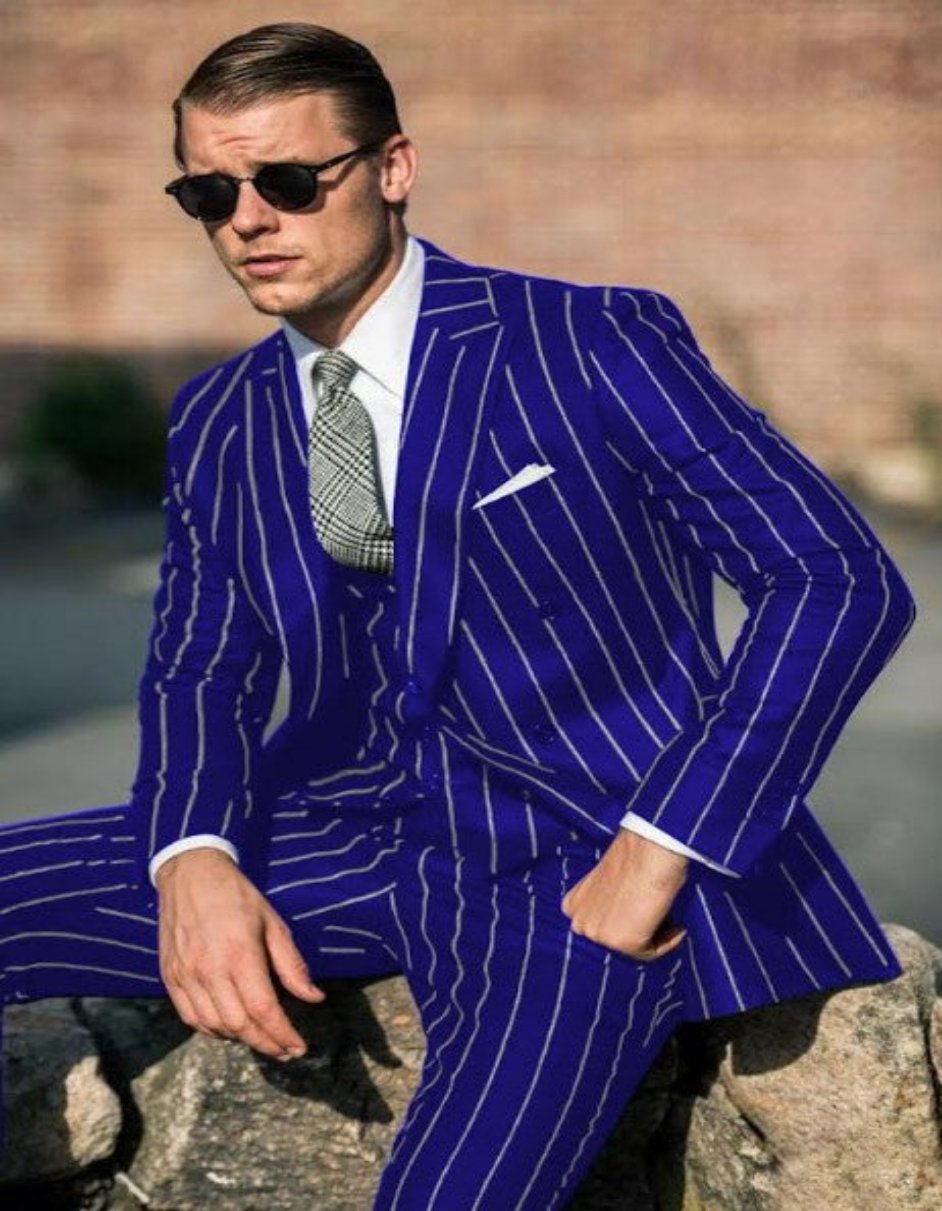 Royal Blue Pinstripe Suit - Gangster Suit - 1920's Suit 1   - from alligatorwarehouse.com
