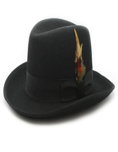 Black Dress Hat 1920s Fedora Style - Mens Classic Gangster Godfather Wool Dress Hat in Black 1   - from alligatorwarehouse.com