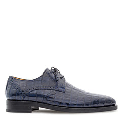 Golfo Plain Toe Crocodile Derby Blue By Mezlan Made In Spain Brand