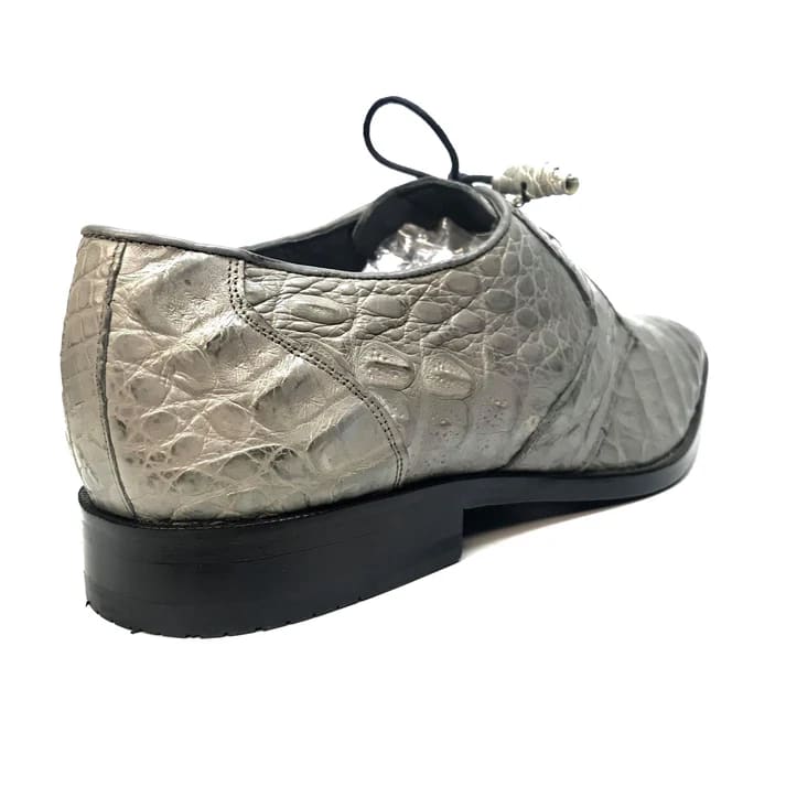 Los Altos Gray All-Over Crocodile Lace Up Dress Shoes 7   - from alligatorwarehouse.com