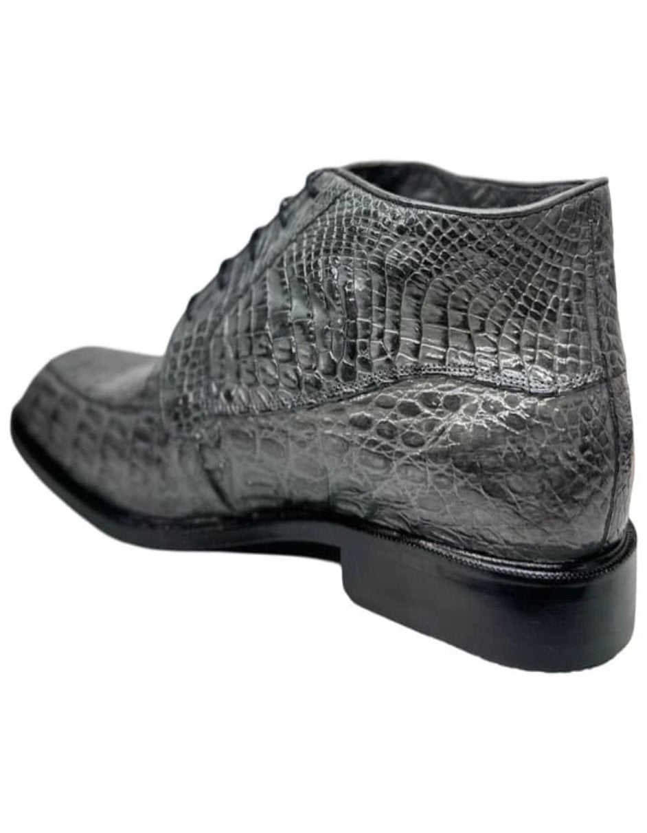 Los Altos Gray All Over Crocodile Lace-Up Dress Ankle Boots Los Altos Gray All Over Crocodile Lace-Up Dress Ankle Boots