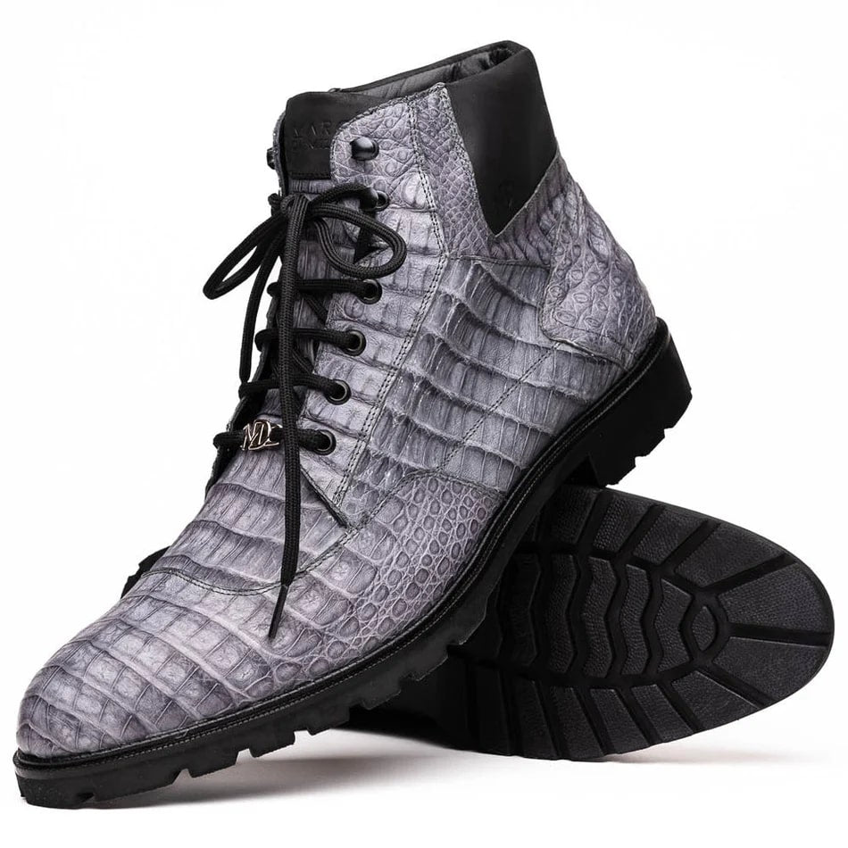 Marco Di Milano Leoni Men's Shoes Oil Gray Genuine Caiman Leather Crocodile Rugged Boots 4 LEONI_CAIMAN FUSCUS_OIL GRAY_8  - from alligatorwarehouse.com