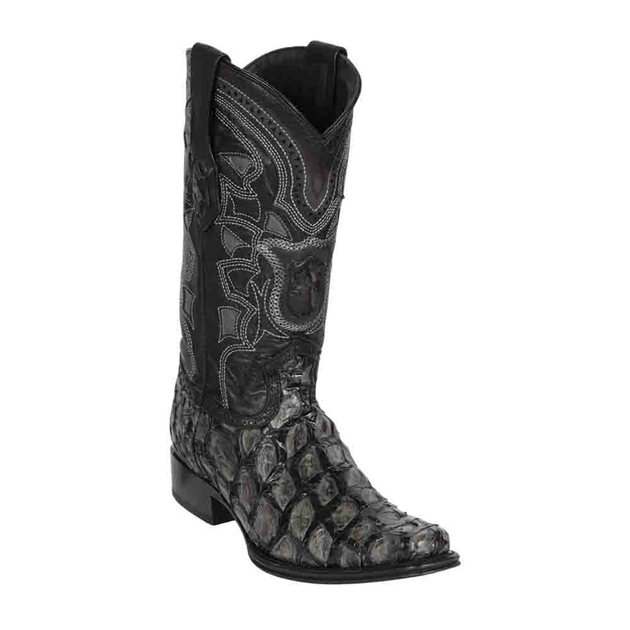 Los Altos Pirarucu Gray & Black European Square Toe Men’s Boot 1   - from alligatorwarehouse.com