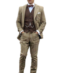 Mens Vested Great Gatsby Leonardo Dicaprio Suit in Taupe