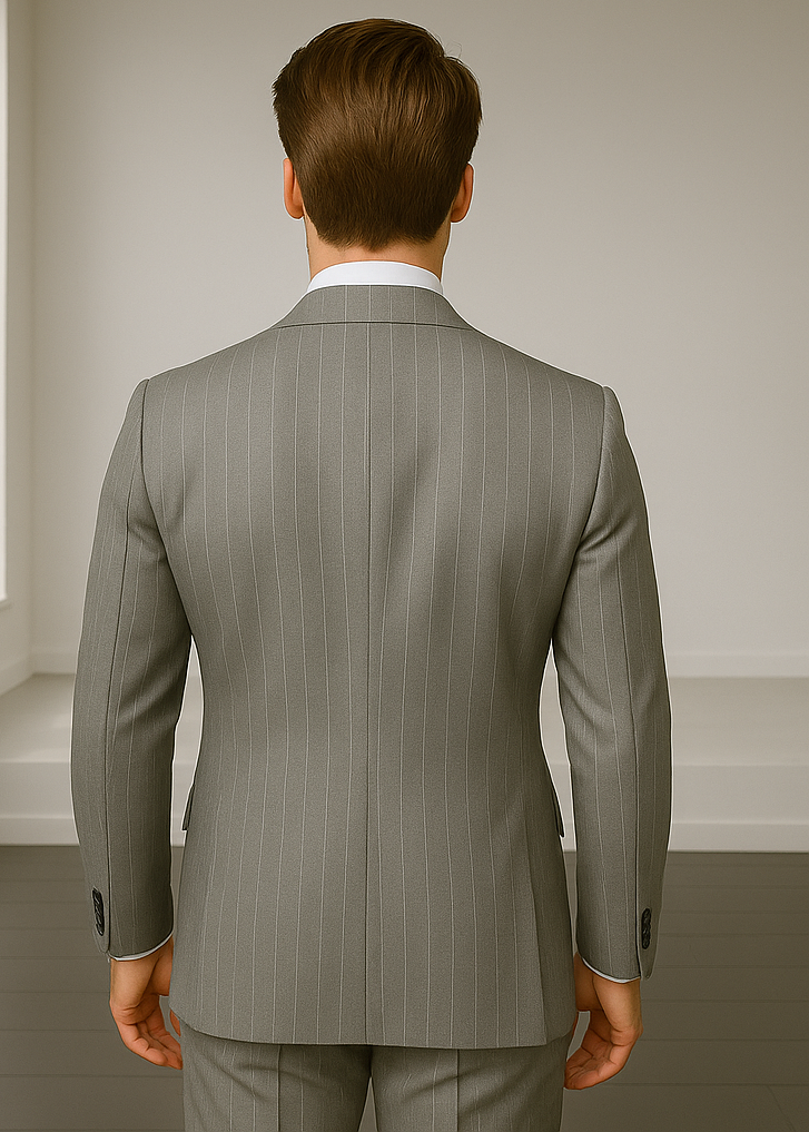 Wool Suit - Italian Made Business Suit by Statement Men's 2 Piece 100% Wool Double Breasted Suit - Pinstripe Pattern 9 ANTONIOsuit_Aqua_38R  - from alligatorwarehouse.com