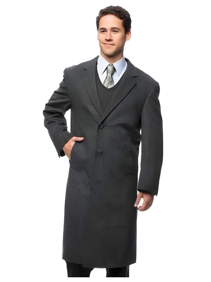 Herringbone Cashmere Blend Grey Top Coat Three Button 1   - from alligatorwarehouse.com