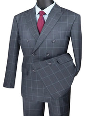 1920's Mens Vested Bold Gangster Vintage Plaid Suit With White Vest in Grey