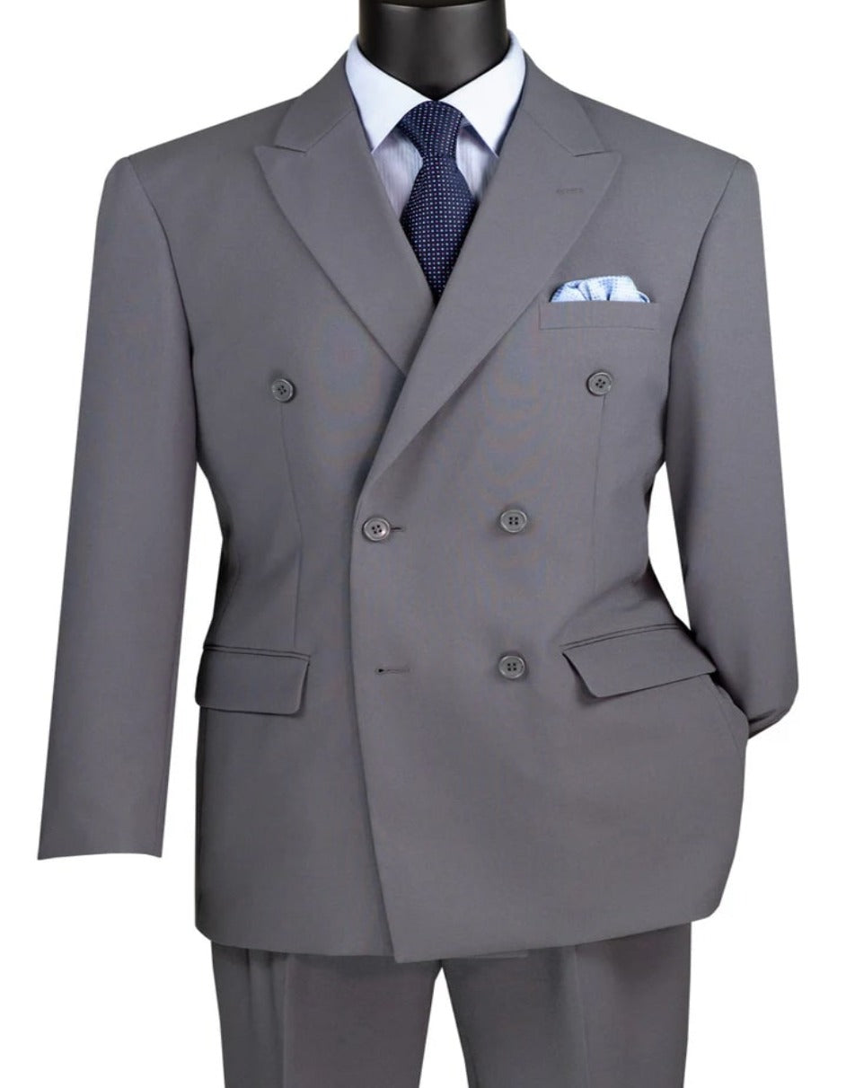 Pleated Suit - Mens Suits With Pleated Pant - Regular Fit Suit - Rayon Fabric Grey Suit
