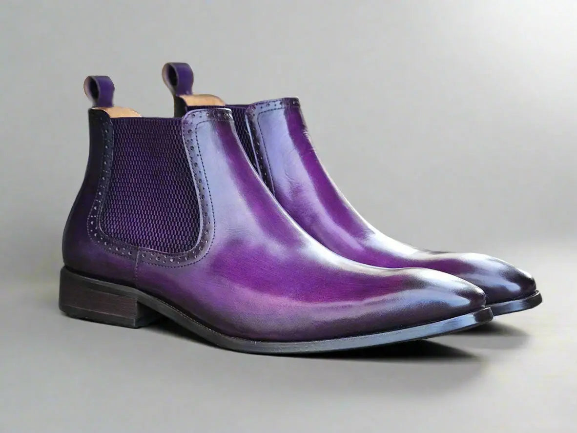 Hand Burnished Chelsea Boots 1 KB503-11PURPLE75  - from alligatorwarehouse.com